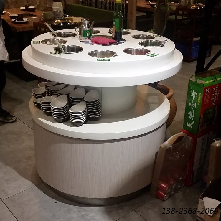 火鍋醬料臺，圓形調(diào)料臺，大理石醬料臺